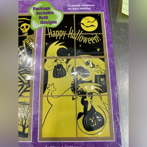 2 Vintage 30X60 Halloween Window Silhouettes Creepy Eerie Scary Ghost Skeleton - Picture 9 of 10